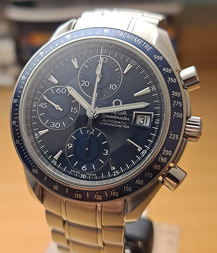 BLUE Omega Speedmaster Automatic Date Wristwatch Ref. 3212.80